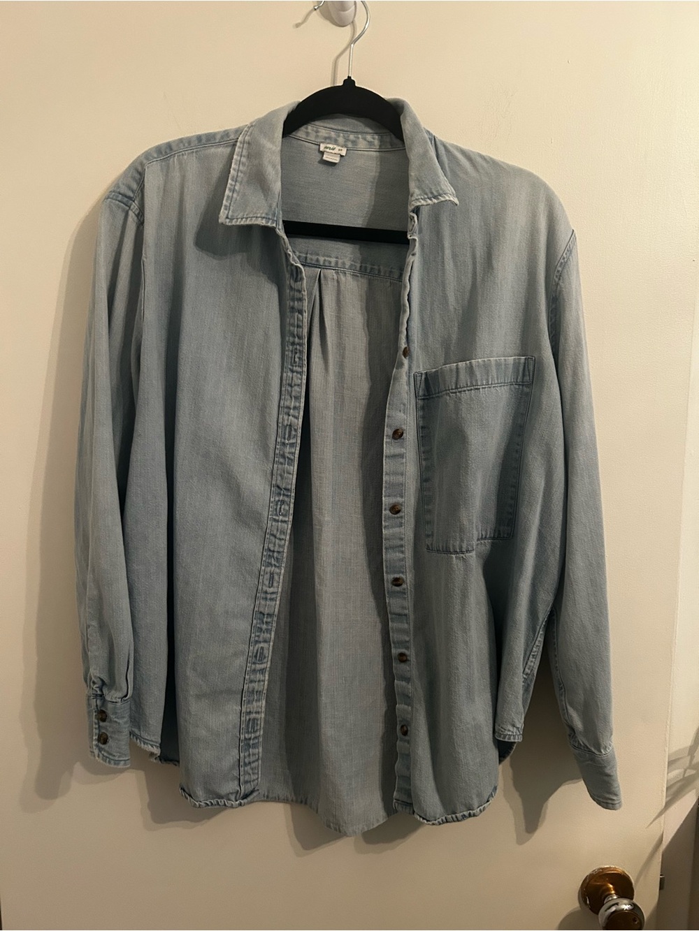 Aerie Light Wash Denim Shirt Jacket - Light Blue